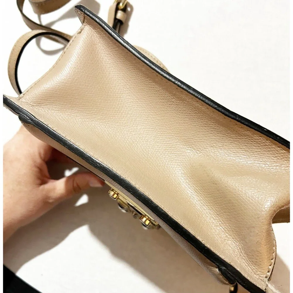Valentino Benedicte Rockstud Leather Crossbody Bag in Taupe
